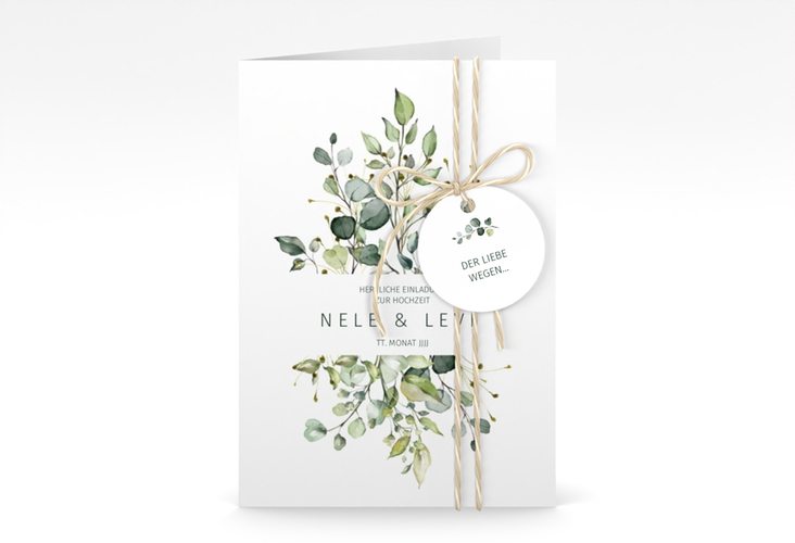 Einladungskarte Hochzeit Enchanting A6 Klappkarte hoch weiss