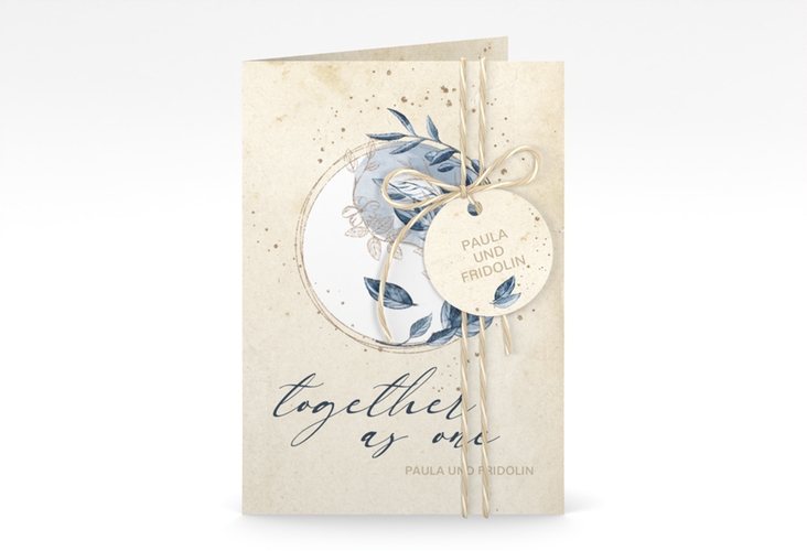 Einladungskarte Hochzeit YinYang A6 Klappkarte hoch im Vintage-Look
