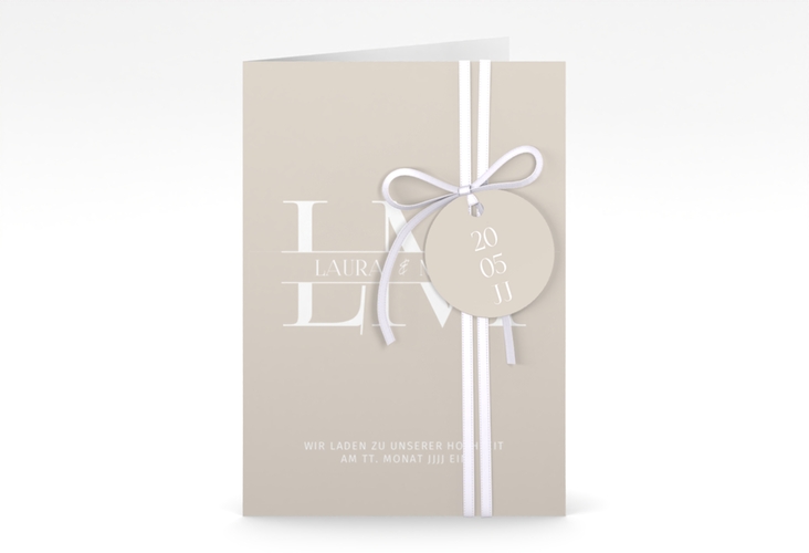 Einladungskarte Hochzeit Monogramm A6 Klappkarte hoch