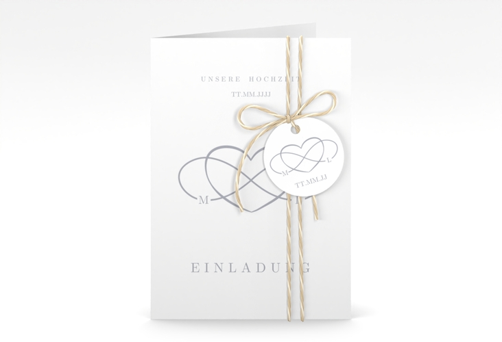 Einladungskarte Hochzeit Infinity A6 Klappkarte hoch grau