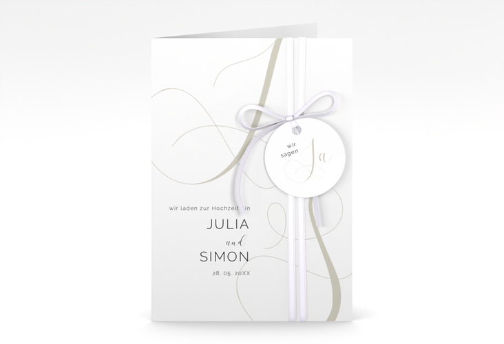 Hochzeitseinladung Eheschließung A6 Klappkarte hoch mit Gräsern und Trockenblumen für Boho-Hochzeit