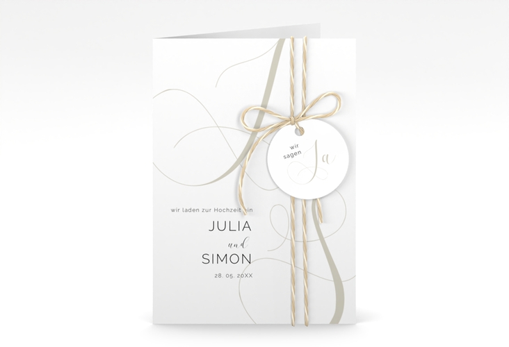 Hochzeitseinladung Eheschließung A6 Klappkarte hoch mit Gräsern und Trockenblumen für Boho-Hochzeit