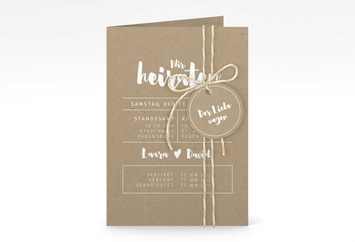 Einladungskarte Hochzeit Letterbox A6 Klappkarte hoch hochglanz