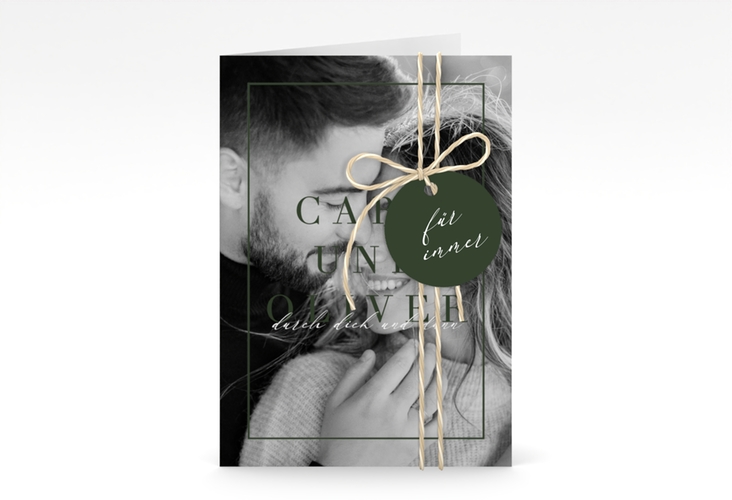 Einladungskarte Hochzeit Moment A6 Klappkarte hoch gruen hochglanz