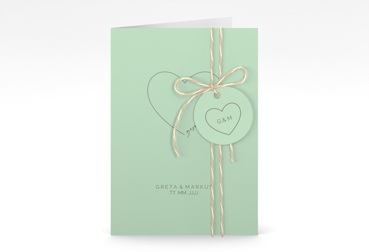 Einladungskarte Hochzeit Lebenstraum A6 Klappkarte hoch mint hochglanz