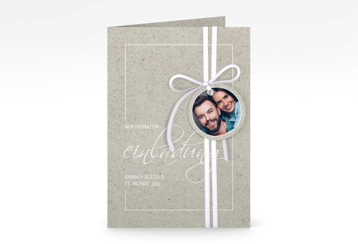 Einladungskarte Hochzeit Simple Line A6 Klappkarte hoch