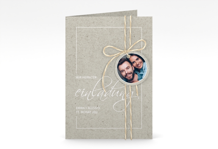 Einladungskarte Hochzeit Simple Line A6 Klappkarte hoch