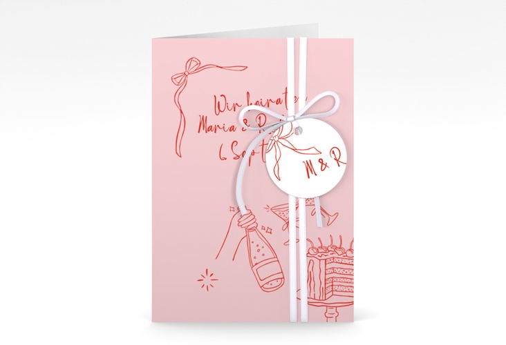Einladungskarte Hochzeit Doodle A6 Klappkarte hoch
