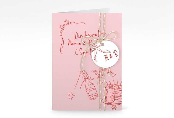 Einladungskarte Hochzeit Doodle A6 Klappkarte hoch
