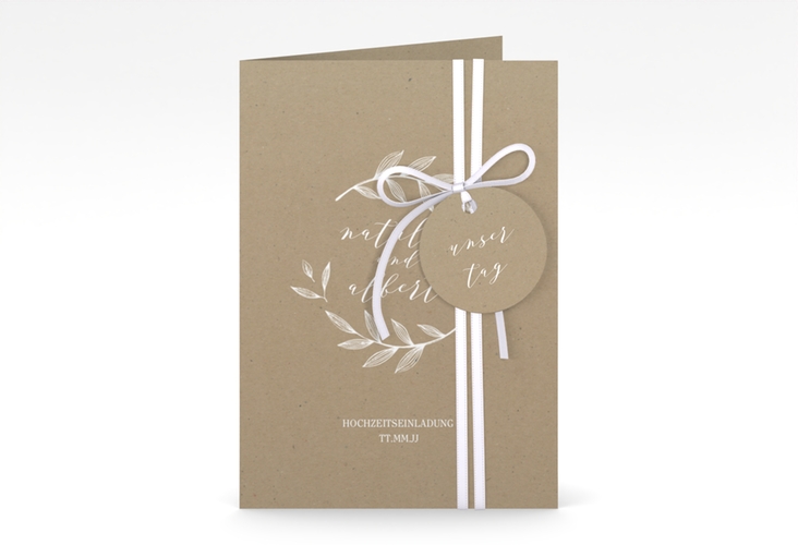 Einladungskarte Hochzeit Naturelove A6 Klappkarte hoch weiss hochglanz