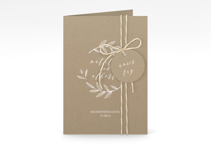 Einladungskarte Hochzeit Naturelove A6 Klappkarte hoch weiss hochglanz