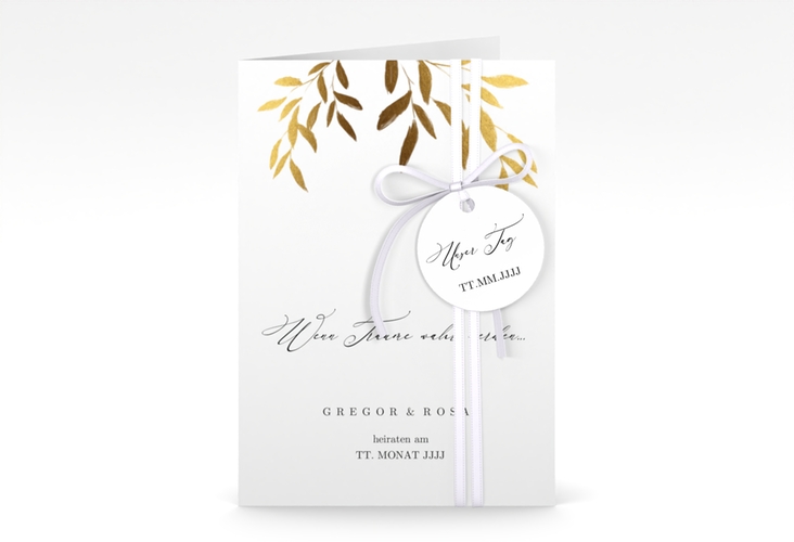 Einladungskarte Hochzeit Demure A6 Klappkarte hoch weiss hochglanz