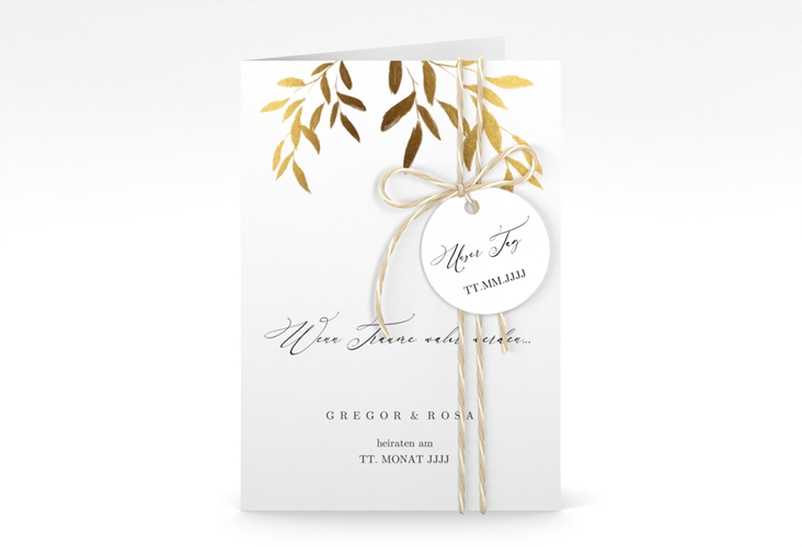 Einladungskarte Hochzeit Demure A6 Klappkarte hoch weiss hochglanz