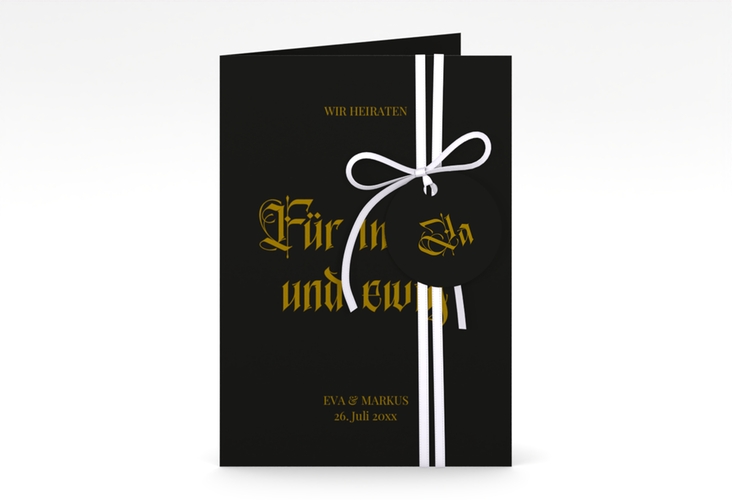 Einladungskarte Hochzeit Gothic A6 Klappkarte hoch