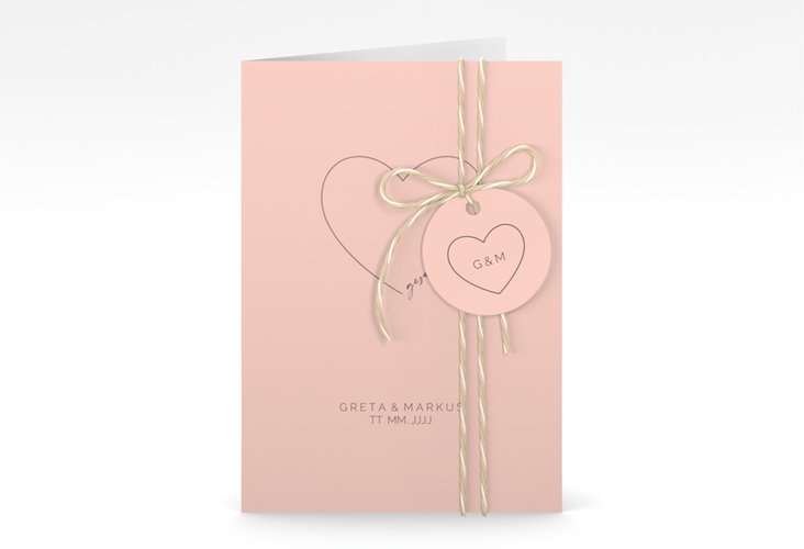 Einladungskarte Hochzeit Lebenstraum A6 Klappkarte hoch rosa hochglanz
