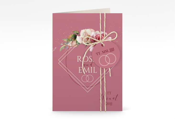Einladungskarte Hochzeit Rosenbogen A6 Klappkarte hoch rosa