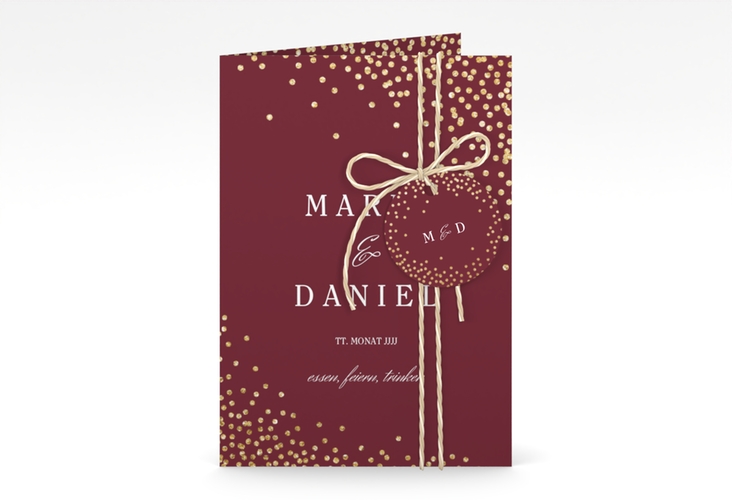 Einladungskarte Hochzeit Glitter A6 Klappkarte hoch rot hochglanz