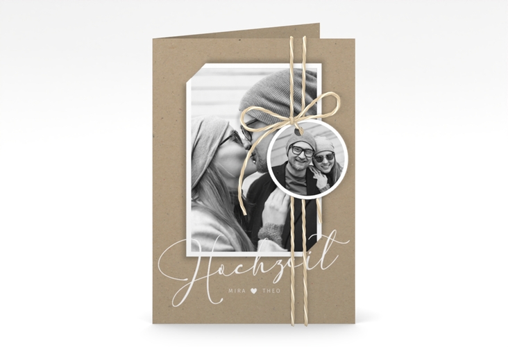 Einladungskarte Hochzeit Crafty A6 Klappkarte hoch mit Foto des Brautpaars