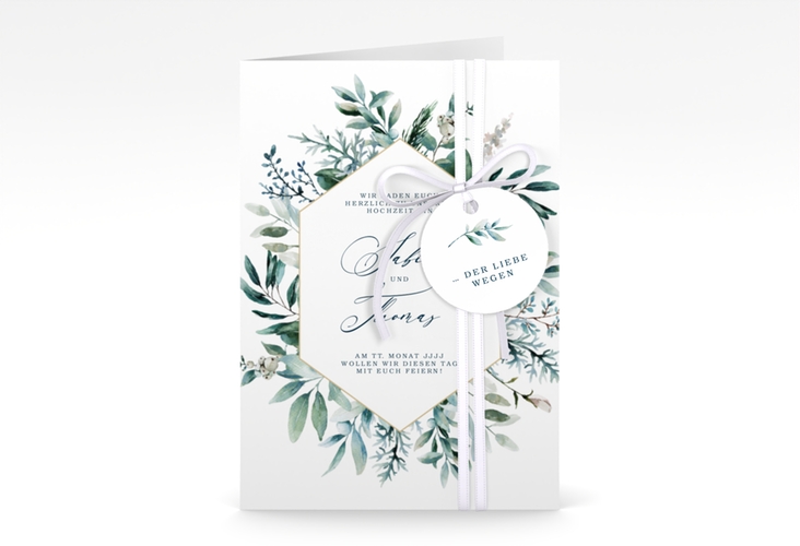 Einladungskarte Hochzeit Lumiere A6 Klappkarte hoch weiss hochglanz