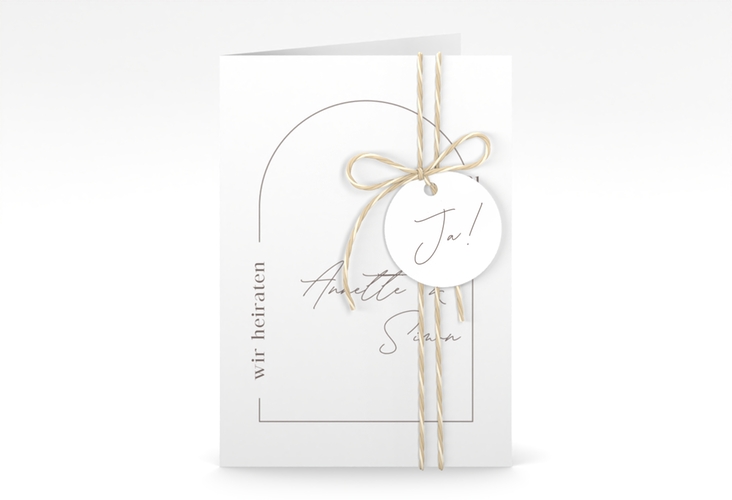 Einladungskarte Hochzeit Rundung A6 Klappkarte hoch weiss