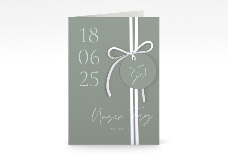 Einladungskarte Hochzeit Day A6 Klappkarte hoch mit Datum im minimalistischen Design