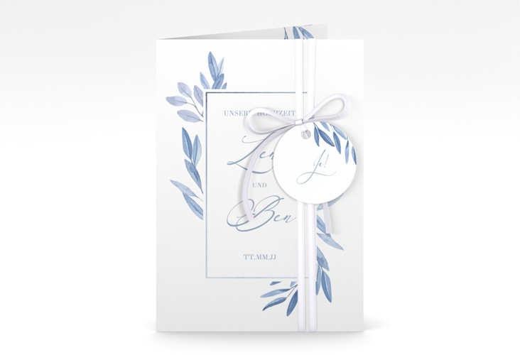 Einladungskarte Hochzeit Classicblue A6 Klappkarte hoch
