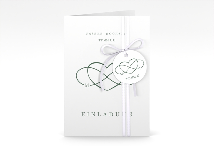 Einladungskarte Hochzeit Infinity A6 Klappkarte hoch gruen