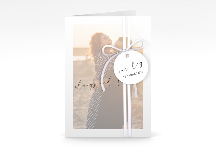 Einladungskarte Hochzeit Lucent A6 Klappkarte hoch weiss hochglanz