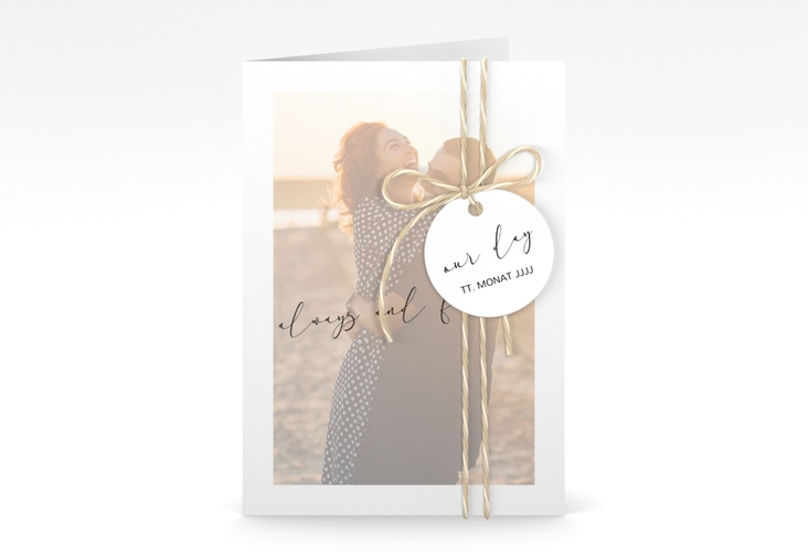 Einladungskarte Hochzeit Lucent A6 Klappkarte hoch weiss hochglanz