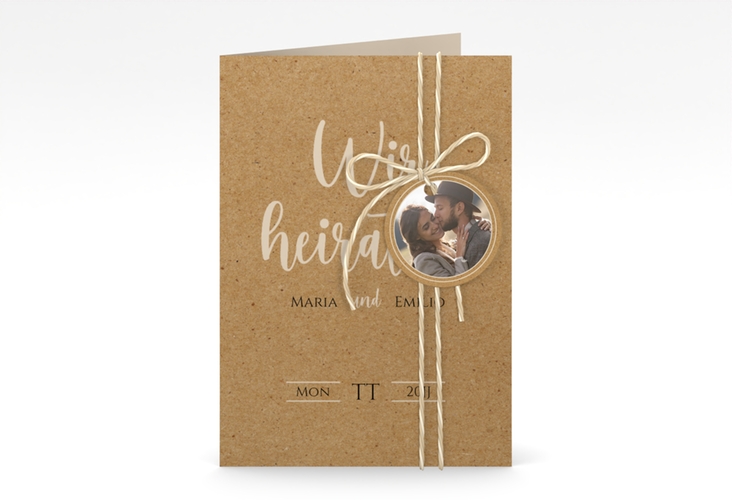 Einladungskarte Hochzeit Noble A6 Klappkarte hoch mit elegantem Schriftzug