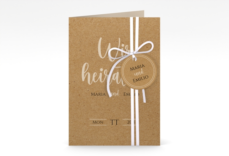 Einladungskarte Hochzeit Noble A6 Klappkarte hoch hochglanz mit elegantem Schriftzug