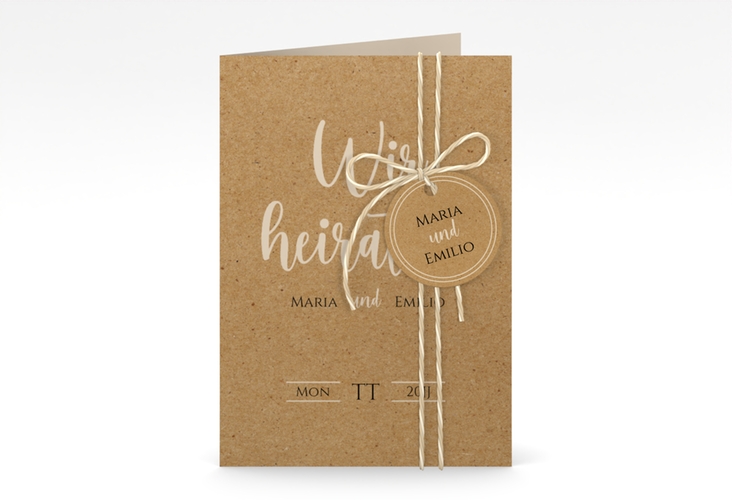 Einladungskarte Hochzeit Noble A6 Klappkarte hoch hochglanz mit elegantem Schriftzug