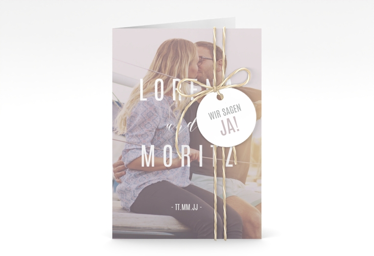 Einladungskarte Hochzeit Memory A6 Klappkarte hoch grau