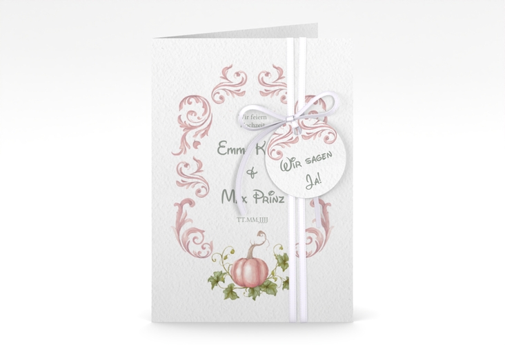 Einladungskarte Hochzeit Märchenhaft A6 Klappkarte hoch rosa
