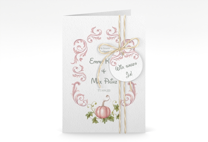 Einladungskarte Hochzeit Märchenhaft A6 Klappkarte hoch rosa