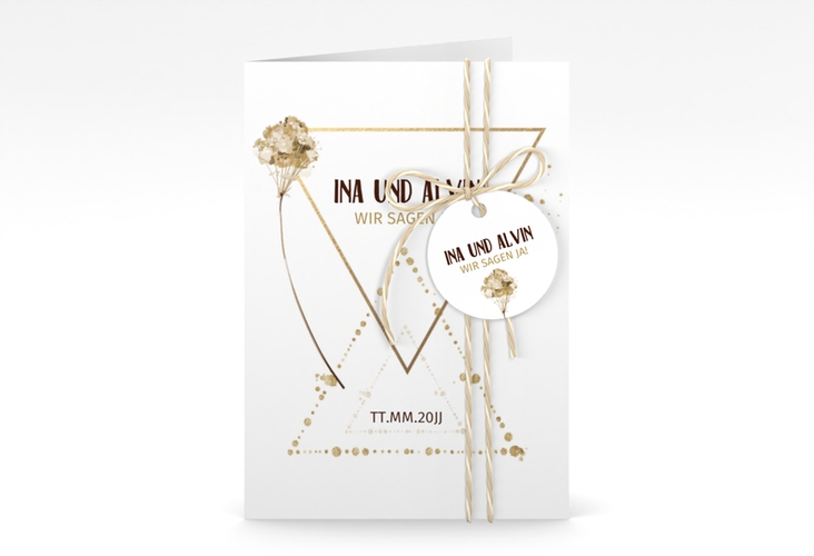 Einladungskarte Hochzeit Triangle A6 Klappkarte hoch weiss
