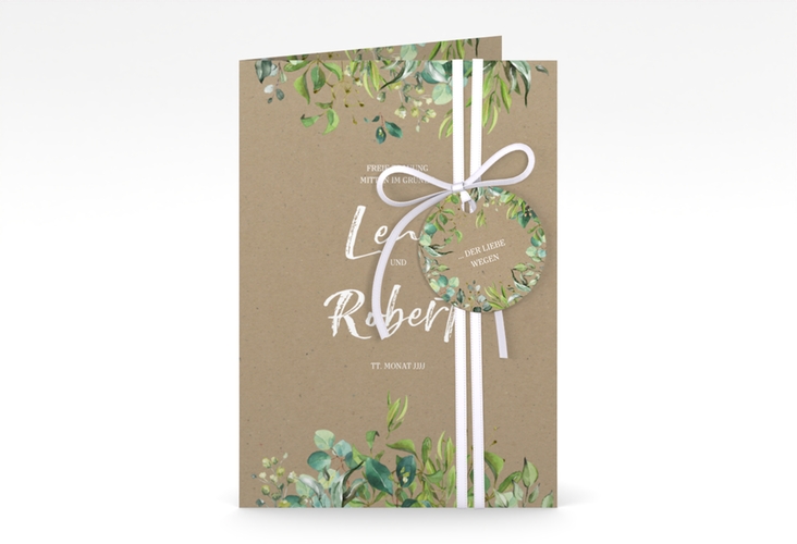 Einladungskarte Hochzeit Natural A6 Klappkarte hoch Kraftpapier