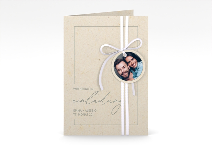 Einladungskarte Hochzeit Simple Line A6 Klappkarte hoch hochglanz
