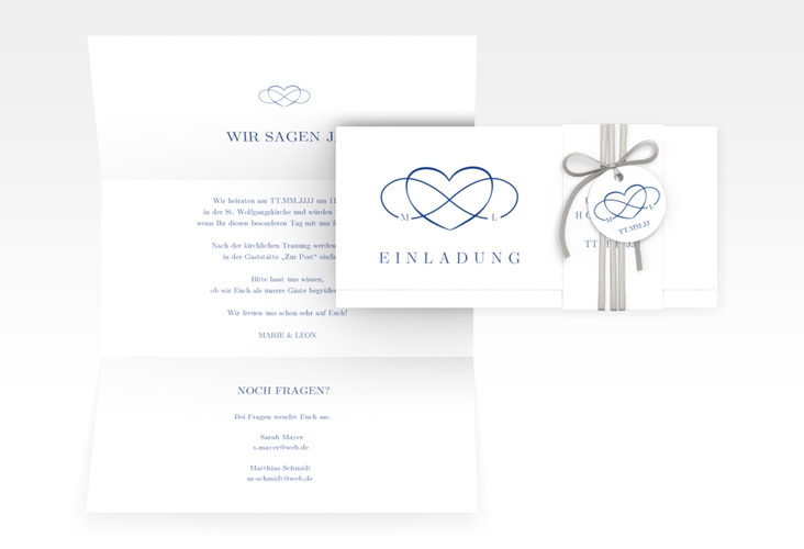 Hochzeitseinladung Infinity Wickelfalzkarte + Banderole