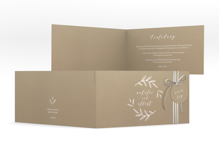 Hochzeitseinladung Naturelove lange Klappkarte quer weiss hochglanz