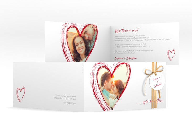 Hochzeitseinladung Liebe lange Klappkarte quer