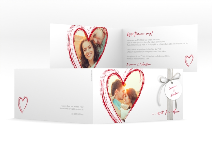 Hochzeitseinladung Liebe lange Klappkarte quer