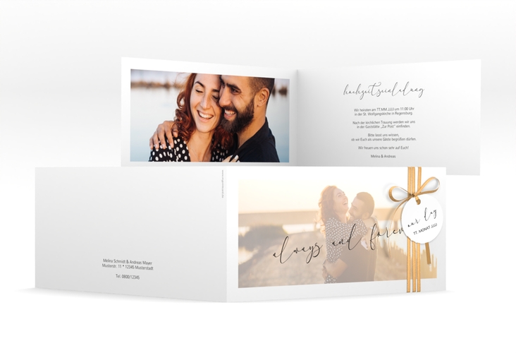 Hochzeitseinladung Lucent lange Klappkarte quer