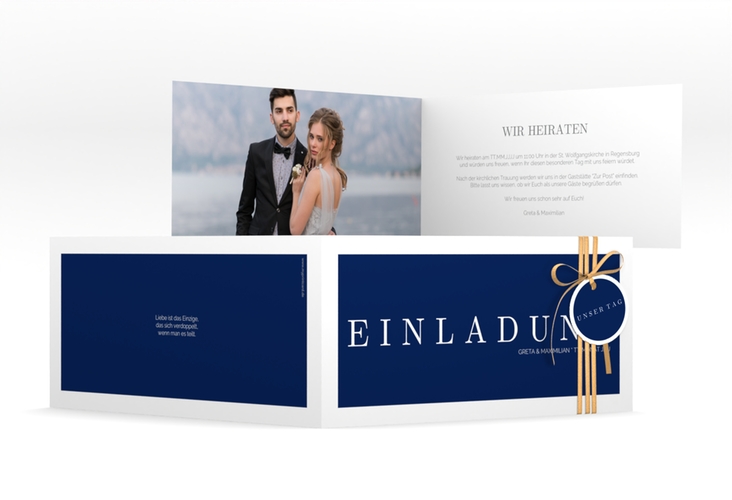 Hochzeitseinladung Simply lange Klappkarte quer