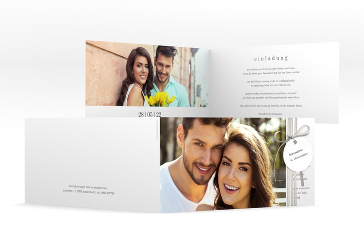 Hochzeitseinladung Minimal lange Klappkarte quer