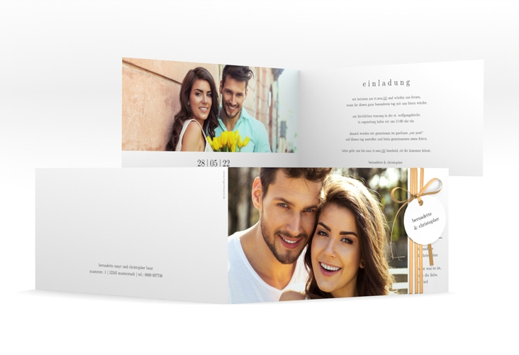 Hochzeitseinladung Minimal lange Klappkarte quer weiss