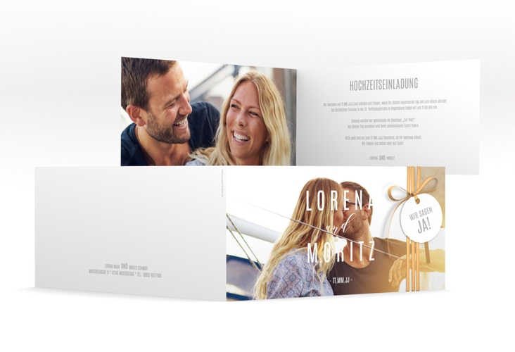 Hochzeitseinladung Memory lange Klappkarte quer