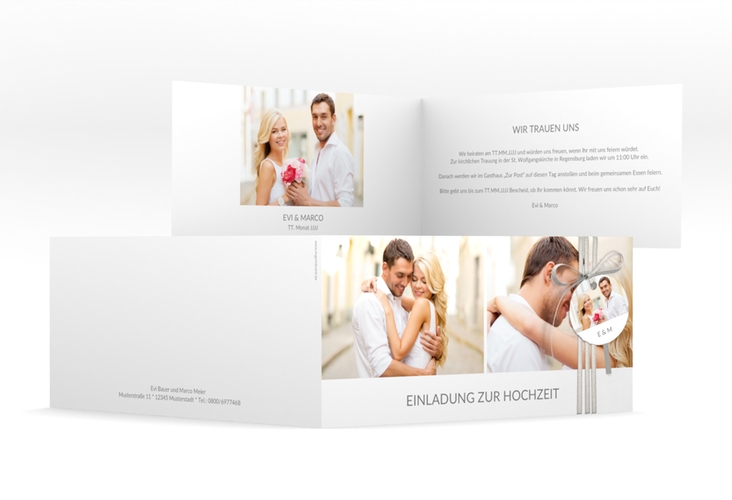 Hochzeitseinladung Vista lange Klappkarte quer weiss