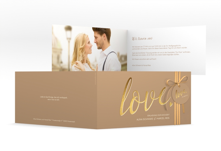 Hochzeitseinladung Glam lange Klappkarte quer