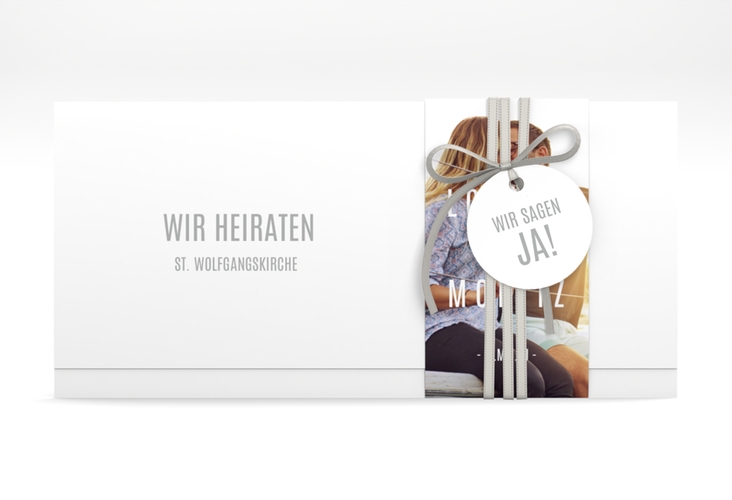 Hochzeitseinladung Memory Wickelfalzkarte + Banderole